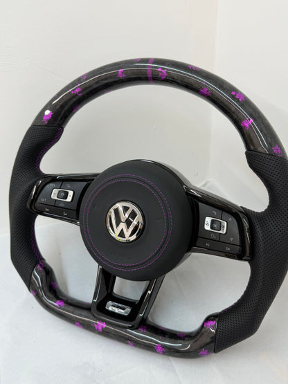 Volkswagen Golf MK7/7.5 GTI / R PURPLE FORGE Carbon Fibre Steering Wheel including  Airbag Cover