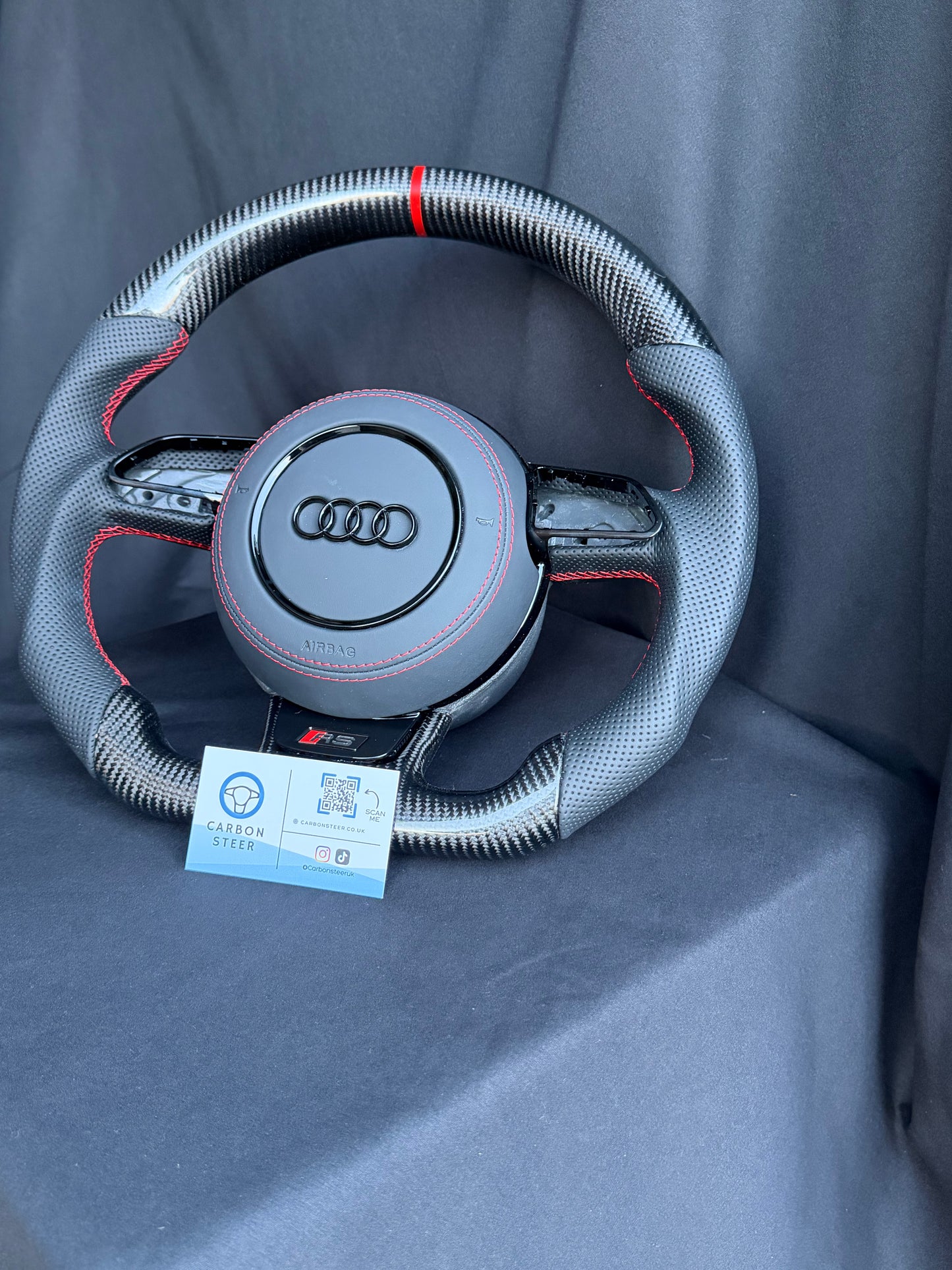 Audi LEATHER Carbon Fibre Steering Wheel 8V PFL RS3 S3 S4 S5 RS5 RS6 2013-2016