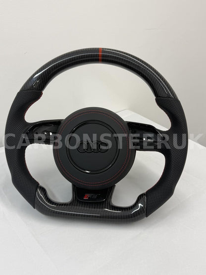 Audi LEATHER Carbon Fibre Steering Wheel 8V PFL RS3 S3 S4 S5 RS5 RS6 RS7 2013-2016
