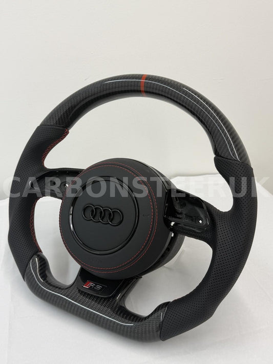 Audi LEATHER Carbon Fibre Steering Wheel 8V PFL RS3 S3 S4 S5 RS5 RS6 RS7 2013-2016