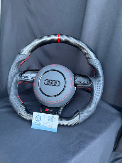 Audi LEATHER Carbon Fibre Steering Wheel 8V PFL RS3 S3 S4 S5 RS5 RS6 2013-2016