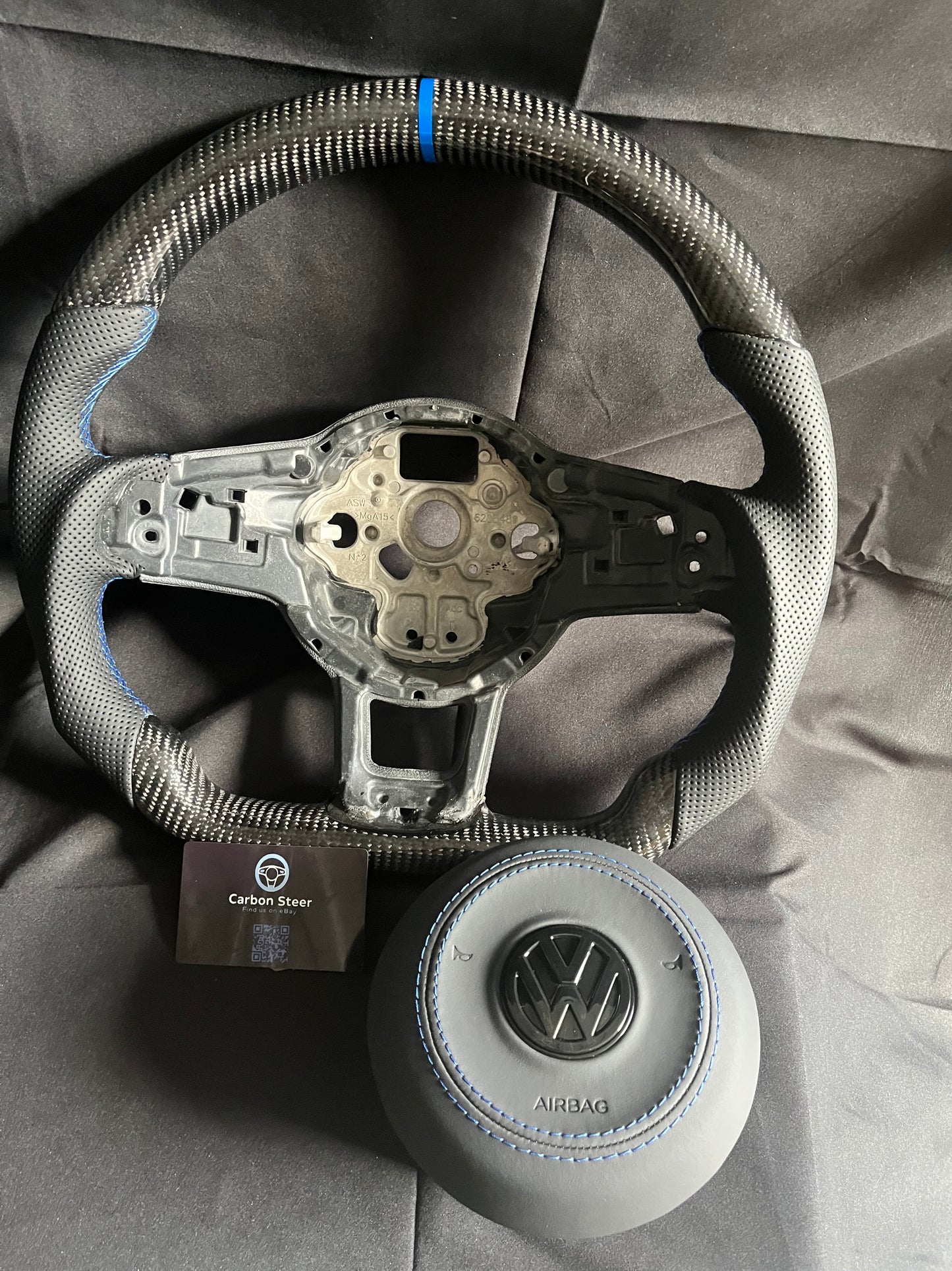 VOLKWAGEN POLO CARBON STEERING WHEEL + AIRBAG COVER
