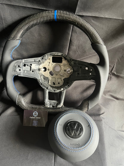 VOLKWAGEN POLO CARBON STEERING WHEEL + AIRBAG COVER