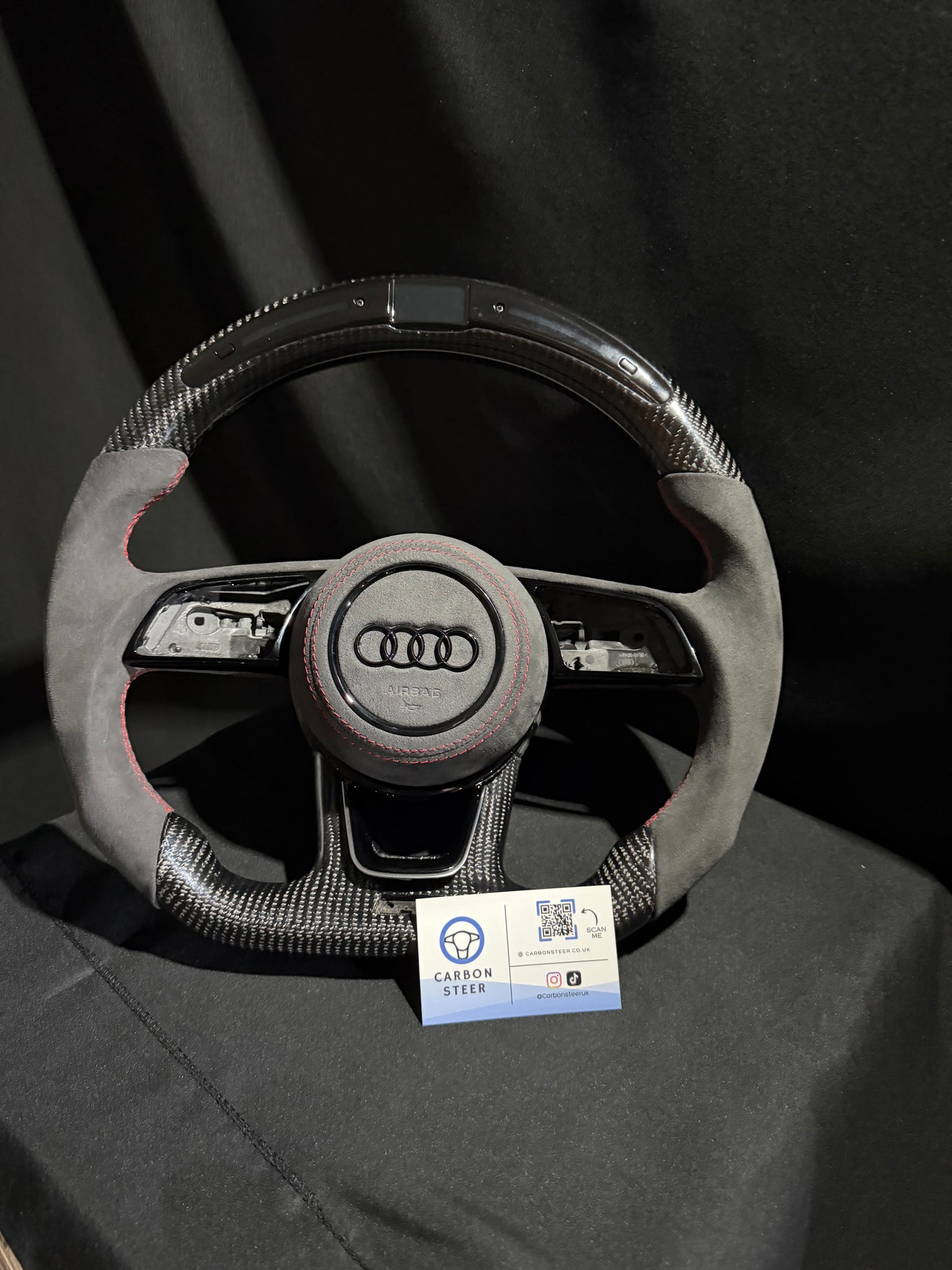 Audi LED  CARBON / Alcantara Steering Wheel 8V RS3 S3 S4 S5 RS5 With Airbag cover