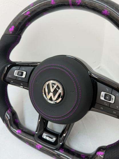 Volkswagen Golf MK7/7.5 GTI / R PURPLE FORGE Carbon Fibre Steering Wheel including  Airbag Cover