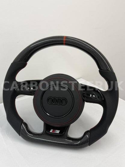 Audi LEATHER Carbon Fibre Steering Wheel 8V PFL RS3 S3 S4 S5 RS5 RS6 RS7 2013-2016