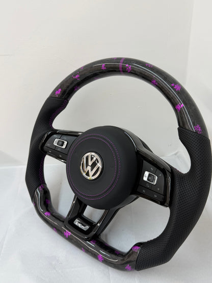Volkswagen Golf MK7/7.5 GTI / R PURPLE FORGE Carbon Fibre Steering Wheel including  Airbag Cover